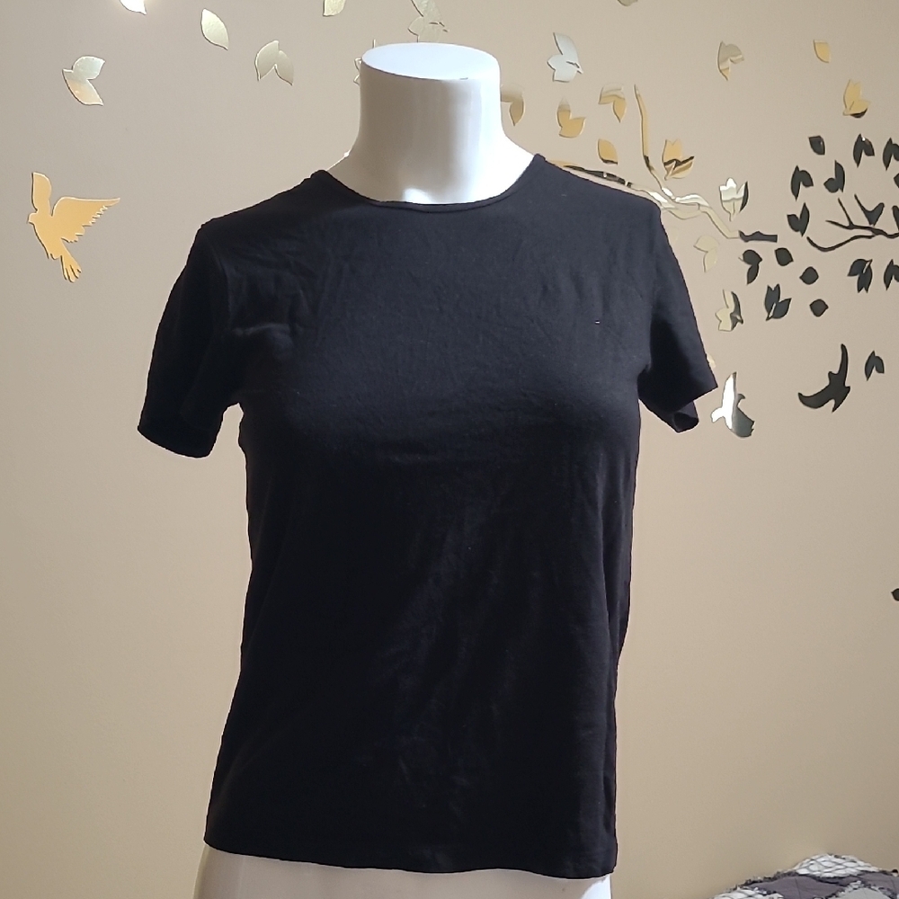 Earth Black Bamboo Cotton Tee Size S